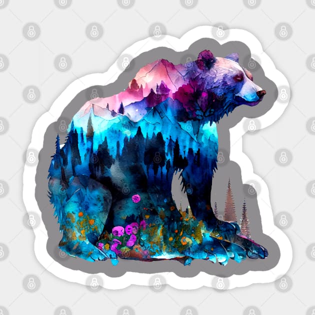 Watercolor Grizzly Sticker by Kingdom Arts and Designs